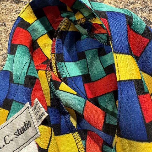 Top Vintage Boho 70s Festival Abstract Pride Rainbow Retro Statement Artsy 3X - Picture 4 of 6